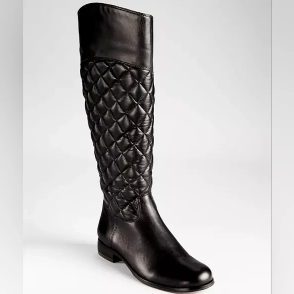 SPRING SALE | Corso Como Santona Quilted Leather Tall Riding Boots Black 9.5M